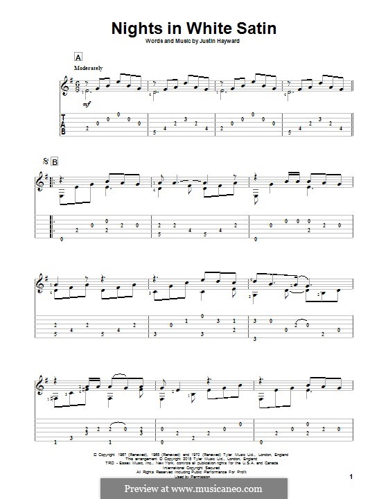 Nights in White Satin (The Moody Blues) by J. Hayward on MusicaNeo