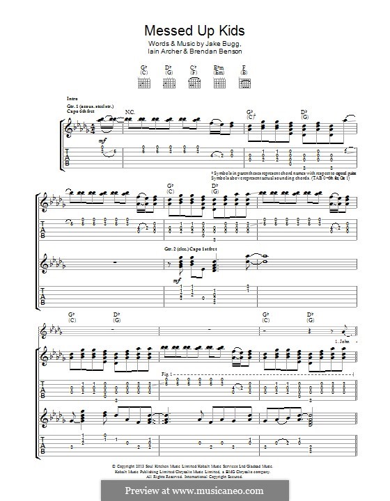 Messed Up Kids by B. Benson, I. Archer, J. Bugg - sheet music on MusicaNeo