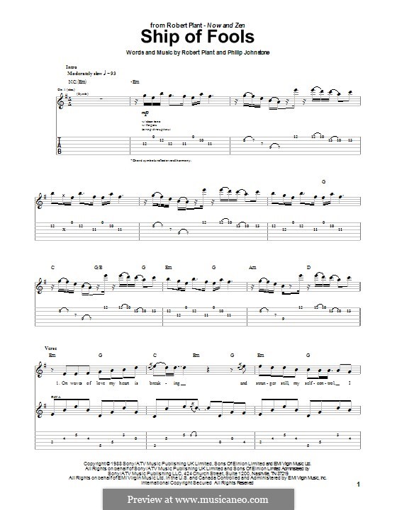 Ship of Fools: For guitar with tab by Philip Johnstone