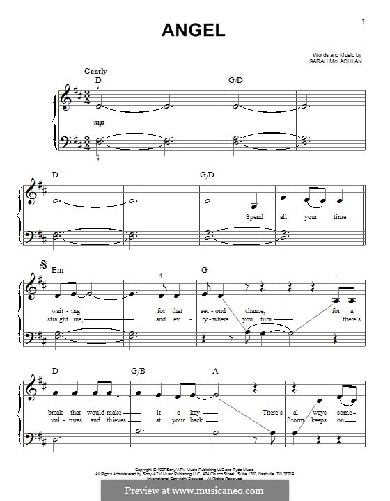 Angel: For piano by Sarah McLachlan