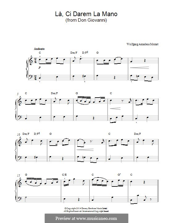 Là ci darem la mano: For piano by Wolfgang Amadeus Mozart