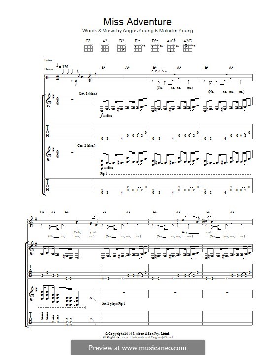 Miss Adventure (AC/DC) by A. Young, M. Young - sheet music on MusicaNeo