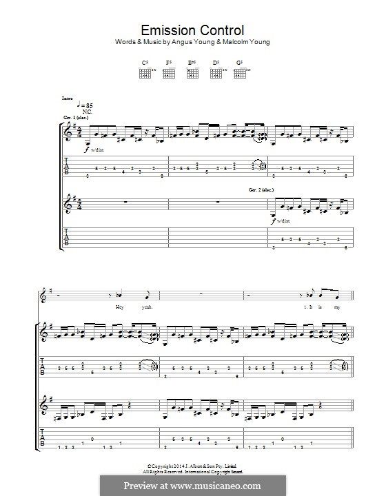 Emission Control (AC/DC): For guitar with tab by Angus Young, Malcolm Young