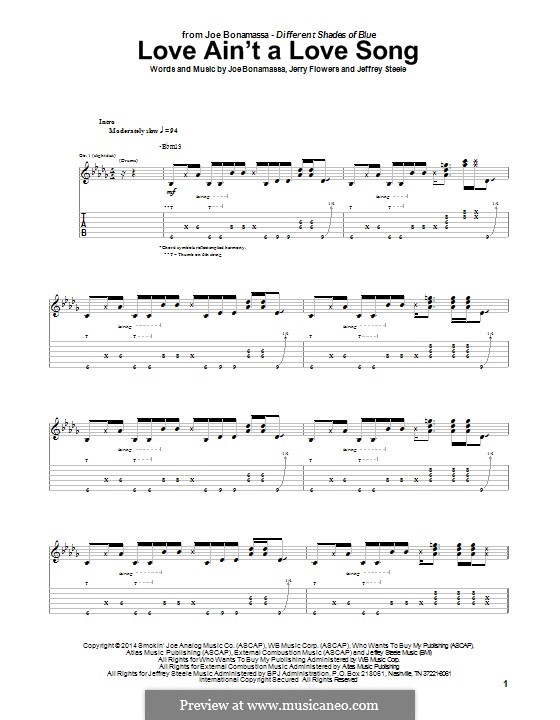 Love ain't a Love Song: For guitar with tab by Jeffrey Steele, Jerry Flowers, Joe Bonamassa