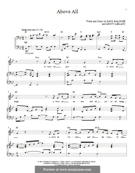 Above All By P Baloche L Leblanc Sheet Music On Musicaneo