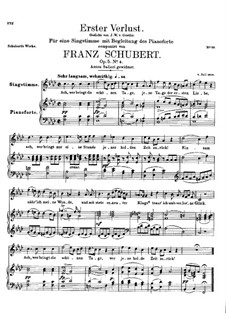 Erster Verlust (First Loss), D.226 Op.5 No.4: For high voice and piano by Franz Schubert