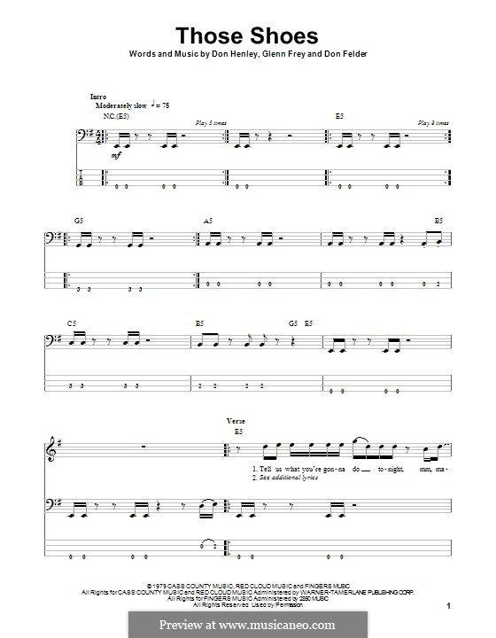 Those Shoes (Eagles): For bass guitar with tab by Don Felder, Don Henley, Glen Frey