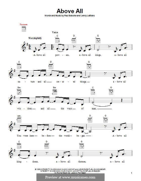 Above All By P Baloche L Leblanc Sheet Music On Musicaneo