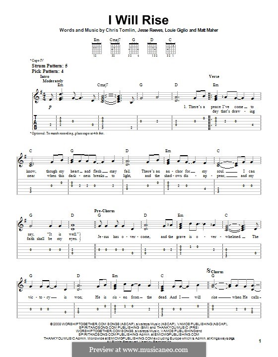 I Will Rise by C. Tomlin, J. Reeves, L. Giglio, M. Maher on MusicaNeo