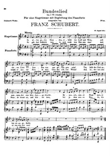 Bundeslied (Song of Fellowship): B flat Major by Franz Schubert