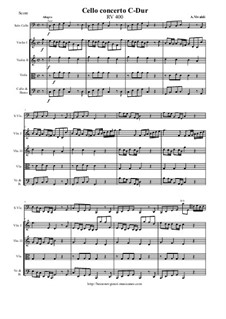 Concerto for Cello and Strings in C Major, RV 400: Score and all parts by Antonio Vivaldi