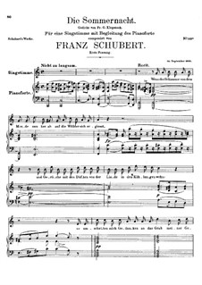 Die Sommernacht (The Summer Night), D.289: First version by Franz Schubert