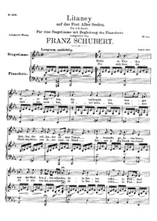Litany, D.343: Piano-vocal score by Franz Schubert