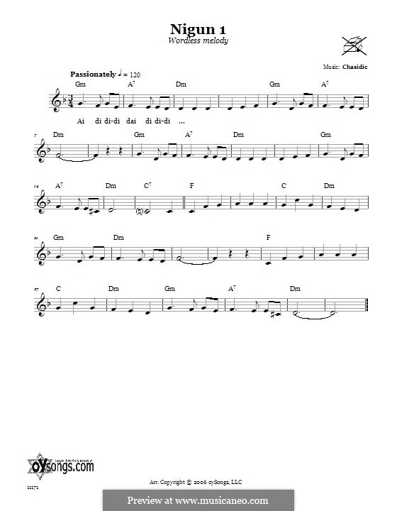 Nigun 1 (Wordless Melody) by Unknown (works before 1850) on MusicaNeo