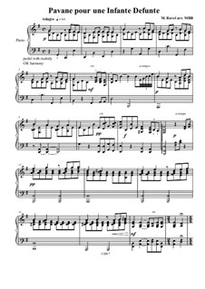 Pavane pour une infante défunte (Pavane for a Dead Princess), M.19: For piano by Maurice Ravel