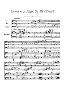 Quintet for Strings and Piano 'The Trout', D.667 Op.114: Full score by Franz Schubert