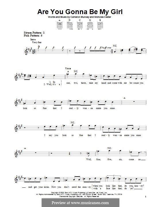 Are You Gonna Be My Girl (Jet): For guitar with tab by Cameron Muncey, Nic Cester