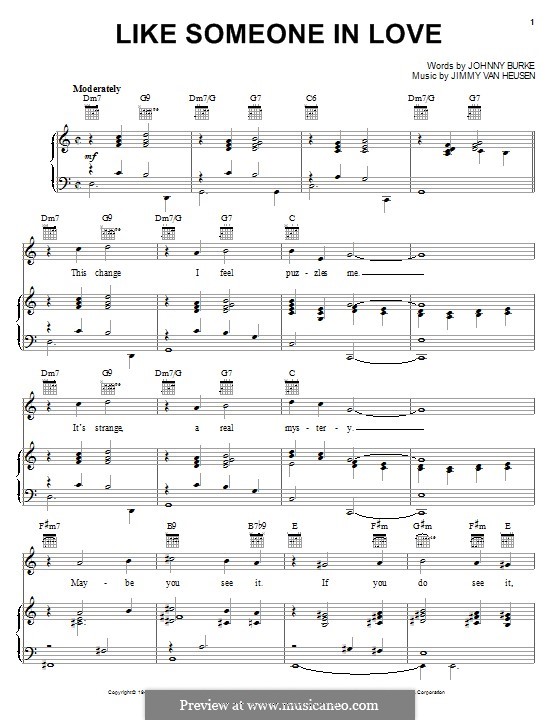 Like Someone in Love by J.V. Heusen - sheet music on MusicaNeo