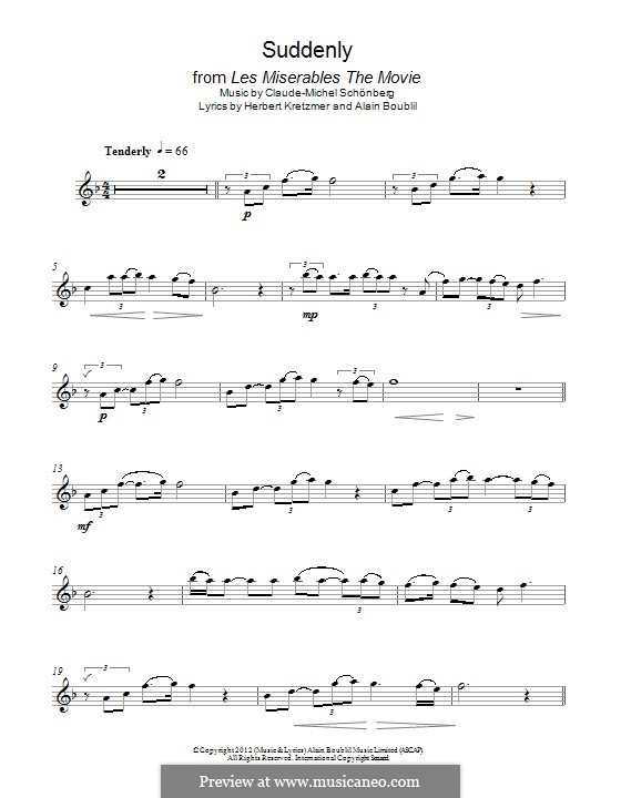 Suddenly: For alto saxophone by Claude-Michel Schönberg