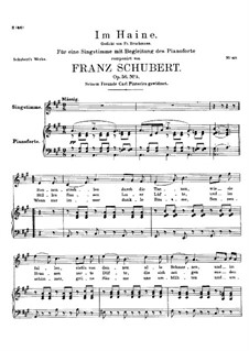 Im Haine (In the Wood), D.738 Op.56 No.3: For high voice and piano by Franz Schubert