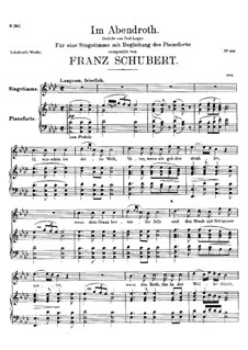 Im Abendrot (In the Glow of Evening), D.799: For high voice and piano by Franz Schubert