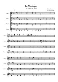 La Morisque - D Major: Für drei Flöten und Gitarre by Tylman Susato