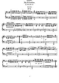 Six Polonaises, D.824 Op.61: For piano four hands by Franz Schubert