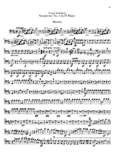 Symphony No.1 in D Major, D.82: Double bass part by Franz Schubert