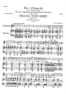 Die Allmacht (The Almighty), D.852 Op.79 No.2: For high voice and piano by Franz Schubert