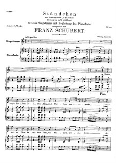 Serenade 'Horch, horch die Lerch im Ätherblau', D.889: For high voice and piano by Franz Schubert