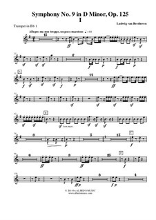 Movement I: Trumpet in Bb 1 (Transposed Part) by Ludwig van Beethoven