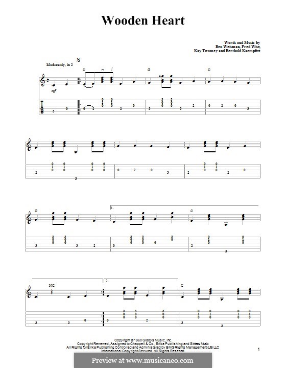 World We Knew (Over and Over): For guitar with tab by Ben Weisman, Bert Kaempfert, Fred Wise, Kay Twomey