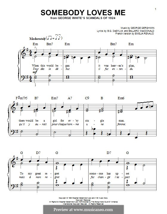 Somebody Loves Me by G. Gershwin - sheet music on MusicaNeo