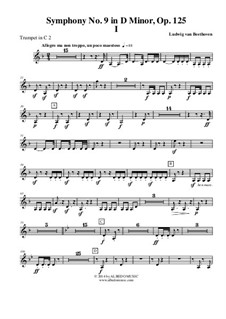 Movement I: Trumpet in C 2 (Transposed Part) by Ludwig van Beethoven
