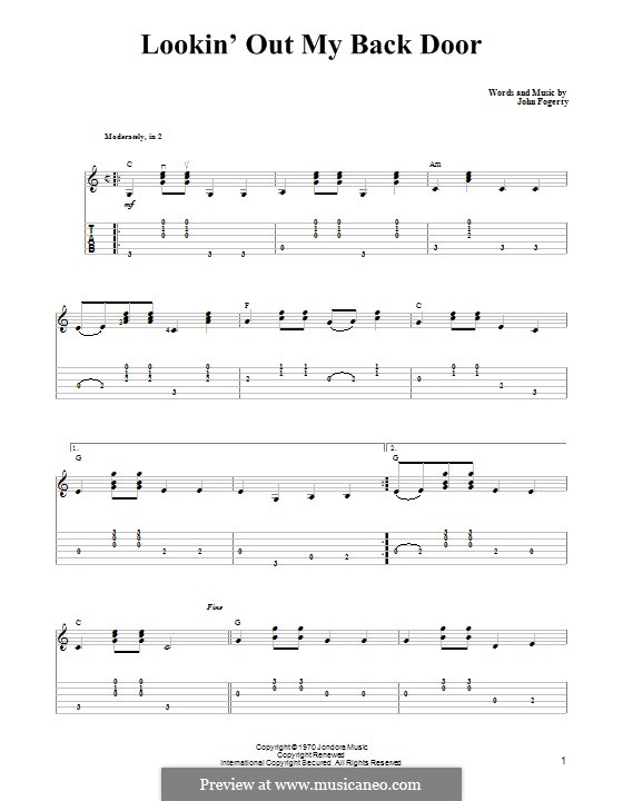 Lookin' Out My Back Door (Creedence Clearwater Revival): For guitar with tab by John C. Fogerty