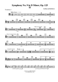 Movement II: Trombone in Tenor Clef 1 (Transposed Part) by Ludwig van Beethoven