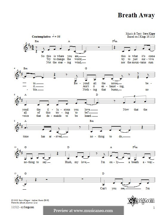 Breath Away by S. Klaper sheet music on MusicaNeo