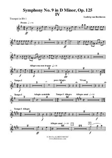 Movement IV: Trumpet in Bb 1 (Transposed Part) by Ludwig van Beethoven