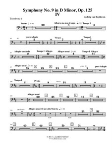 Movement IV: Trombone in Bass Clef 1 (Transposed Part) by Ludwig van Beethoven