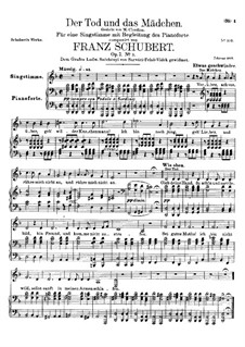 Death and the Maiden, D.531 Op.7 No.3: Piano-vocal score by Franz Schubert
