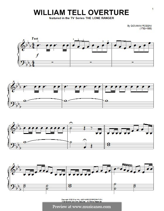 Overture (Printable Scores): Allegro vivace, for piano by Gioacchino Rossini