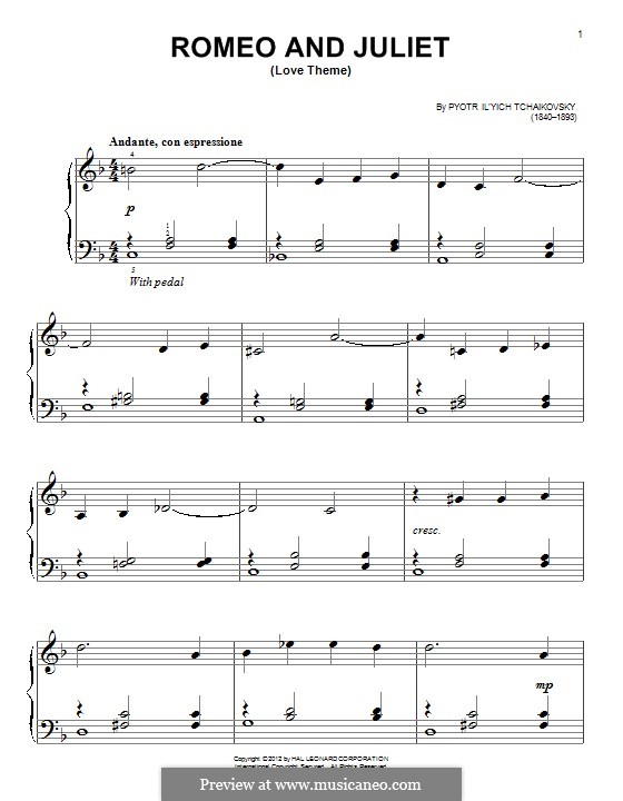 Love Theme: Arrangement for piano by Pyotr Tchaikovsky