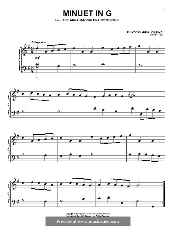 No.4 Minuet in G Major, BWV Anh.114 (Notebook for Anna Magdalena Bach