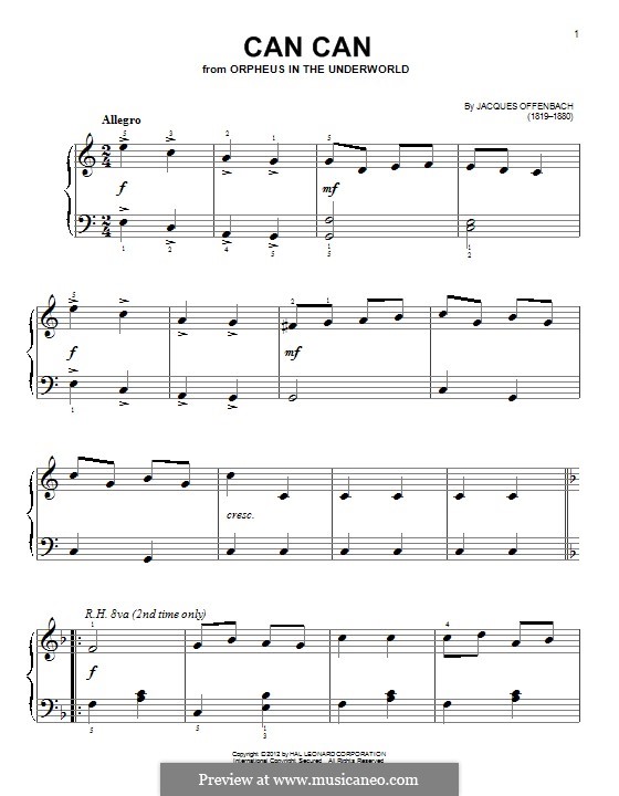 Can-Can (Printable Scores): For piano by Jacques Offenbach