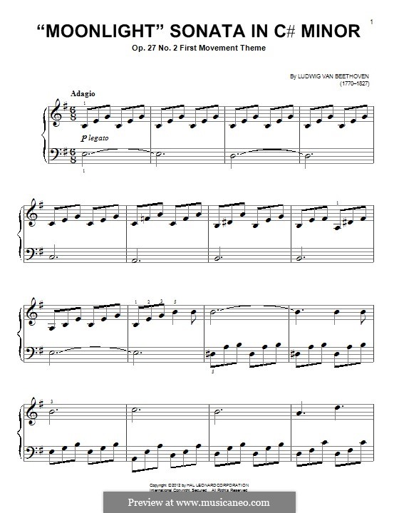 Movement I (Printable scores): Theme by Ludwig van Beethoven