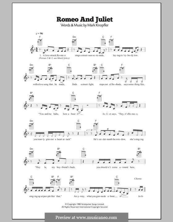 Romeo and Juliet (Dire Straits) by M. Knopfler sheet music on MusicaNeo