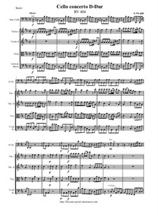 Concerto for Cello and Strings in D Major, RV 404: Score and all parts by Antonio Vivaldi