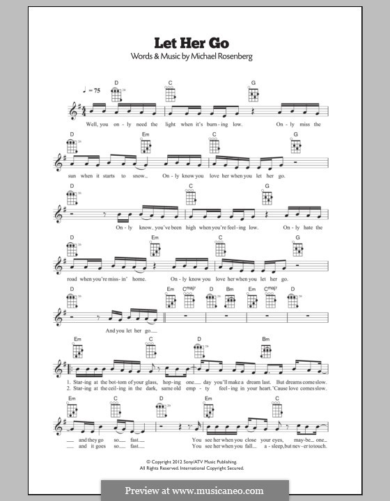 Let Her Go (Passenger) by M. Rosenberg sheet music on MusicaNeo