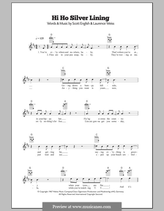 Hi Ho Silver Lining (Jeff Beck) by L. Weiss, S. English on MusicaNeo