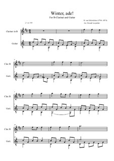 Winter, ade!: Für B-Klarinett und Gitarre by Hoffmann von Fallersleben
